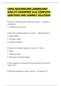 CWEA WASTEWATER LABORATORY ANALYST EXAMPREP 2026 COMPLETE QUESTIONS AND CORRECT SOLUTIONS