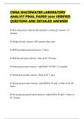 CWEA WASTEWATER LABORATORY ANALYST FINAL PAPER 2026 VERIFIED QUESTIONS AND DETAILED ANSWERS