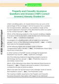 Property and Casualty Insurance  Questions and Answers &lpar;100&percnt; Correct  Answers&rpar; Already Graded A&plus;