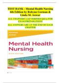 Mental Health Nursing &ndash; 6th Edition &lpar;Robynn Gorman & Linda M&period; Anwar&rpar; &vert; Complete Test Bank with Verified Answers