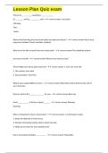 Lesson Plan Quiz exam questions and 100&percnt; correct  answers 2025