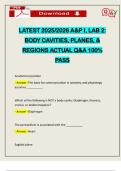 LATEST 2025&sol;2026 A&P I&comma; LAB 2&colon; BODY CAVITIES&comma; PLANES&comma; & REGIONS ACTUAL Q&A 100&percnt; PASS