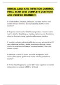 DENTAL LAWS AND INFECTION CONTROL FINAL EXAM 2026 COMPLETE QUESTIONS AND VERIFIED SOLUTIONS