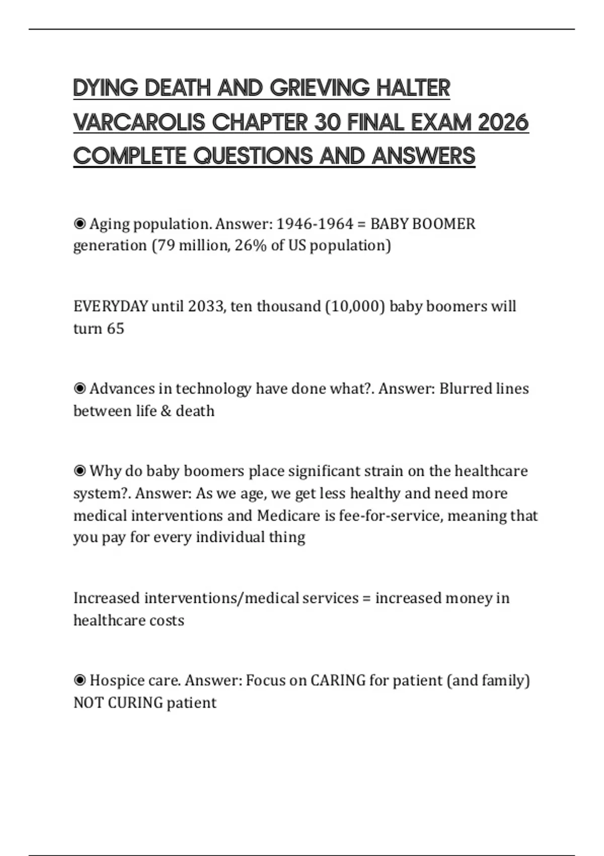 DYING DEATH AND GRIEVING HALTER VARCAROLIS CHAPTER 30 FINAL EXAM 2026 ...