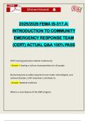 2025&sol;2026 FEMA IS-317&period;A&colon; INTRODUCTION TO COMMUNITY EMERGENCY RESPONSE TEAM &lpar;CERT&rpar; ACTUAL Q&A 100&percnt; PASS