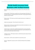 Florida Health Insurance Exam Questions with Verified Answers