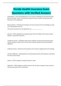 Florida Health Insurance Exam Questions with Verified Answers