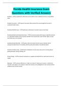 Florida Health Insurance Exam Questions with Verified Answers