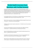 Florida Health Insurance Exam Questions with Verified Answers