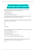 Florida Health Insurance Exam Questions with Verified Answers
