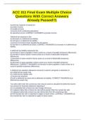 ACC 311 Final Exam Multiple Choice Questions With Correct Answers Already Passed&excl;&excl;1