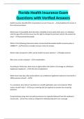 Florida Health Insurance Exam Questions with Verified Answers