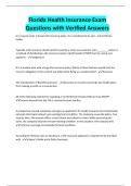 Florida Health Insurance Exam Questions with Verified Answers