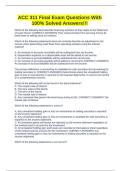 ACC 311 Final Exam Questions With 100&percnt; Solved Answers&excl;&excl;&excl;