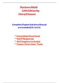 Business Math 12th Edition by Cheryl Cleaves &ndash; Complete Solutions Manual &lpar;Chapters 1-7&rpar;