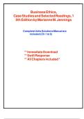 Complete Instructor Manual & Test Bank for Business Ethics&colon; Case Studies 10e by Marianne Jennings &vert; All Chapters &vert; Teaching Resources&comma; PPTs&comma; Answers