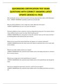 QUICKBOOKS CERTIFICATION TEST EXAM QUESTIONS WITH CORRECT ANSWERS LATEST