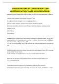 QUICKBOOKS &lpar;INTUIT&rpar; CERTIFICATION EXAM QUESTIONS WITH DETAILED ANSWERS RATED
