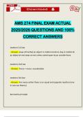 AMS 274 FINAL EXAM ACTUAL 2025&sol;2026 QUESTIONS AND 100&percnt; CORRECT ANSWERS