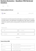 Business Economics &ndash; Questions With Reviewed Solutions