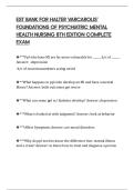 EST BANK FOR HALTER VARCAROLIS&rsquo; FOUNDATIONS OF PSYCHIATRIC MENTAL HEALTH NURSING 8TH EDITION COMPLETE EXAM
