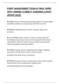 EVENT MANAGEMENT EXAM &num;1 FINAL PAPER WITH VERIFIED CORRECT ANSWERS &lpar;LATEST UPDATE 2025&rpar;