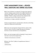 EVENT MANAGEMENT EXAM 1 &ndash; UPDATED FINAL QUESTIONS AND VERIFIED SOLUTIONS