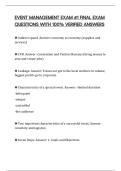 EVENT MANAGEMENT EXAM &num;1 FINAL EXAM QUESTIONS WITH 100&percnt; VERIFIED ANSWERS