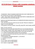 CS 3120 Quiz 2 Exam with complete solutions latest version&period;