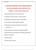 Advanced Physiology & Pathophysiology Final Exam 2025-2026 - 100 Questions & Answers