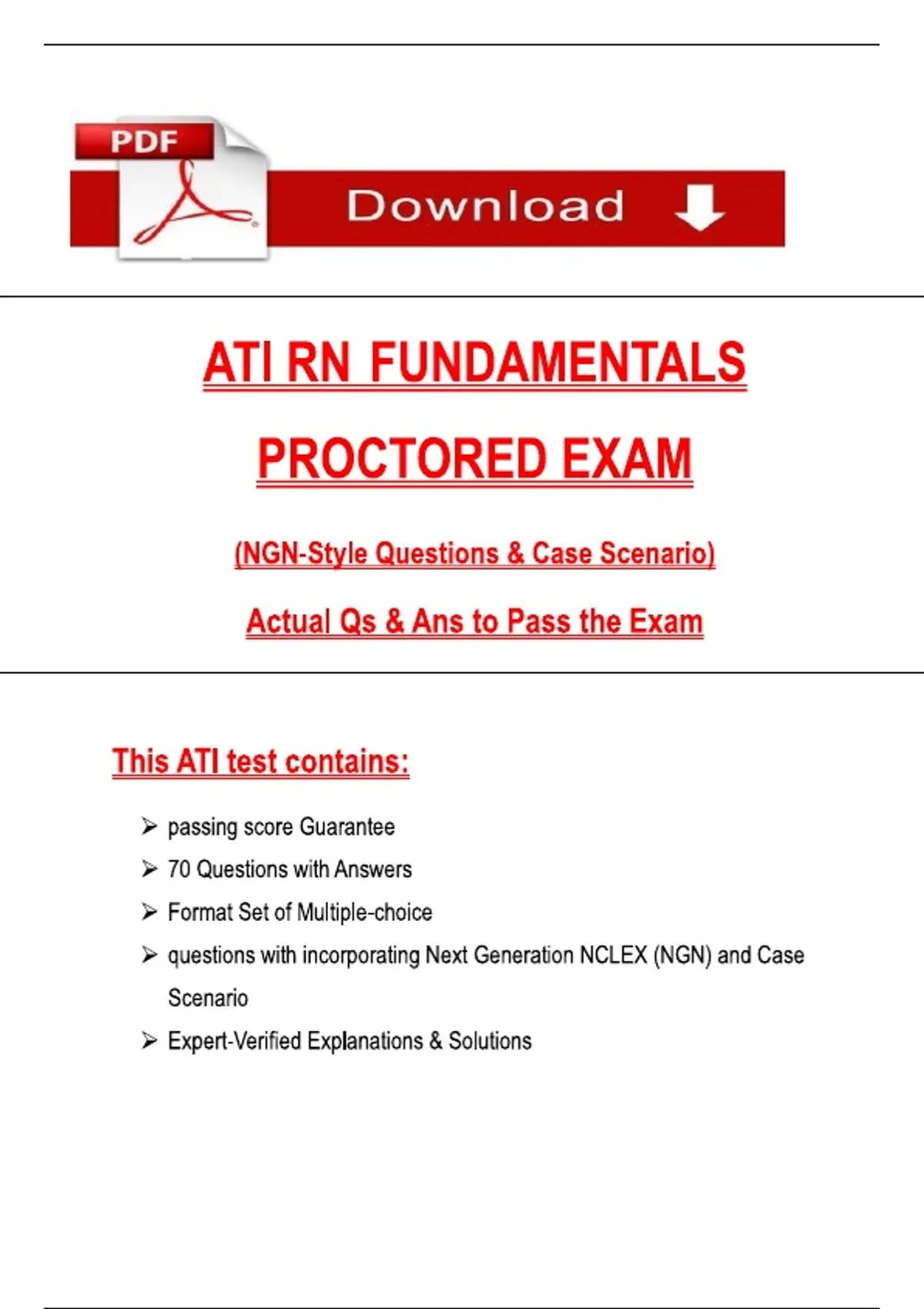 ATI RN Fundamentals Proctored Exam 2026 (NGN-Style Questions & Case ...