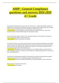  AHIP General Compliance &ndash; Questions and Answers &lpar;Latest Version 2024&sol;2025&rpar; &vert; Correct & Verified Study Guide