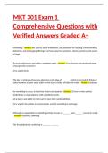 MKT 301 Exam 1 Comprehensive Questions with Verified Answers Graded A&plus;