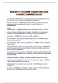 BIOLOGY 1111 EXAM 4 QUESTIONS AND CORRECT ANSWERS 2026&excl;&excl;