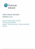2025 Pearson Edexcel AS Economics A Mark Scheme Paper 2 &lpar;8EC0&sol;02&colon; The UK Economy &ndash; Performance and Policies&rpar;