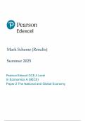 2025 Pearson Edexcel A  Level Economics A Mark Scheme Paper 2 &lpar;9EC0&sol;02&colon; The National and Global Economy&rpar;