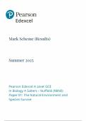  2025 Pearson Edexcel  A LEVEL Biology A PAPER  1 MARK SCHEME   &colon;The Natural Environment and Species Survive &lpar;9BN0&sol;01
