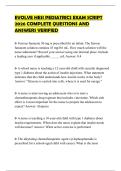 EVOLVE HESI PEDIATRICS EXAM SCRIPT 2026 COMPLETE QUESTIONS AND ANSWERS VERIFIED