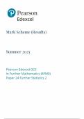 Pearson Edexcel Level 3 GCE Further Mathematics paper 24 2025 mark scheme &lpar;8FM0&sol;24&colon; Further Statistics 1 part of option g only&rpar;