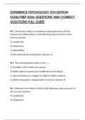 EXPERIENCE PSYCHOLOGY 5TH EDITION EXAM PREP 2026 QUESTIONS AND CORRECT SOLUTIONS FULL GUIDE
