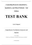 Test Bank for Counseling Research: Quantitative, Qualitative, and Mixed Methods, 2nd edition by Sheperis