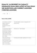 EXAM FX&comma; VA PROPERTY & CASUALTY INSURANCE EXAM 2025 LATEST ACTUAL EXAM 250 QUESTIONS AND CORRECT ANSWERS &lpar;VERIFIED ANSWERS