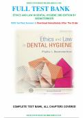TEST BANK FOR ETHICS AND LAW IN DENTAL HYGIENE 3RD EDITION BY BEEMSTERBOER&comma; ALL CHAPTERS COVERED&colon; ISBN- ISBN-&comma; A&plus; guide&period;