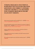 NURSING RESEARCH AND EVIDENCE  BASED PRACTICE EXAM 2025-2026 WITH  QUESTIONS AND CORRECT ANSWERS &vert;  ALREADY GRADED A&plus; &vert; GUARANTEED  PASS &vert; NURSING RESEARCH AND EBP  EXAM &lbrack;NEW VERSION&rsqb; 