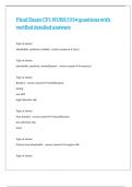 Final Exam CP1 NURS 5354 questions with verified detailed answers