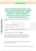 RISE UP CUSTOMER SERVICE TEST ACTUAL  EXAM QUESTIONS AND CORRECT DETAILED  ANSWERS WITH RATIONALES &lpar;VERIFIED  ANSWERS&rpar; &vert; ALREADY GRADED A&plus;  Questions and Answers &lpar;100&percnt; Correct  Answers&rpar; Already Graded A&plus; 