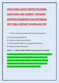OHIO FOOD SAFETY INSPECTOR EXAM PRACTICE  QUESTIONS AND CORRECT ANSWERS &lpar;VERIFIED  ANSWERS&rpar; PLUS RATIONALES 2026 Q&A &vert;  INSTANT DOWNLOAD 