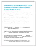 Professional Crisis Management TEST EXAM Questions and Answers &lpar;Verified Answers&rpar; &lpar;Latest Update&rpar; UPDATE&excl;&excl; 
