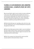 FLORIDA 2-14 LIFE INSURANCE AND ANNUITIES LICENSE EXAM &ndash; COMPLETE STUDY SET WITH ANSWERS