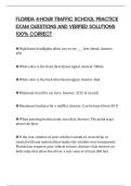 FLORIDA 4-HOUR TRAFFIC SCHOOL PRACTICE EXAM QUESTIONS AND VERIFIED SOLUTIONS 100&percnt; CORRECT